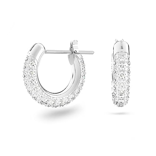 Swarovski Stone Hoop Earrings - White Rhodium plated
