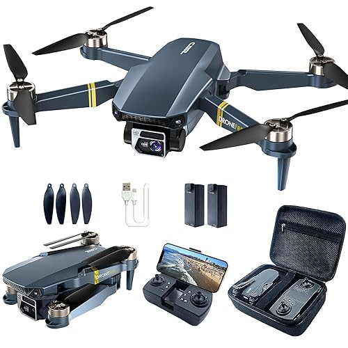 Brushless Super Endurance Foldable Quadcopter Drone for Beginners–40+ mins Flight Time,Wi-Fi Drone with 120°Wide-Angle 4K HD Camera, Brushless Motor, Follow me, Dual Cameras(2 Batteries) - 1*4k Drone + Camera - Serene Moonlit Lagoon Blue
