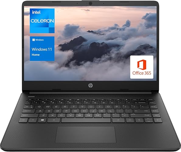 HP Portable Laptop, Student and Business, 14" HD Display, Intel Quad-Core N4120, 4GB DDR4 RAM, 64GB eMMC, 1 Year Office 365, Webcam, SD Card Reader, HDMI, Wi-Fi, Windows 11 Home, Black, KKE Mousepad - 4GB RAM | 64GB eMMC - Black