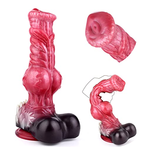 8 Inch Silicone Wolf Dog Dildo with Thick Knot, Soft Realistic Animal Dildos Anal Plug with Multiple G Spot, Adult Dildo Sex Toy with Suction Cup Suitable for Women Personal Hands Free