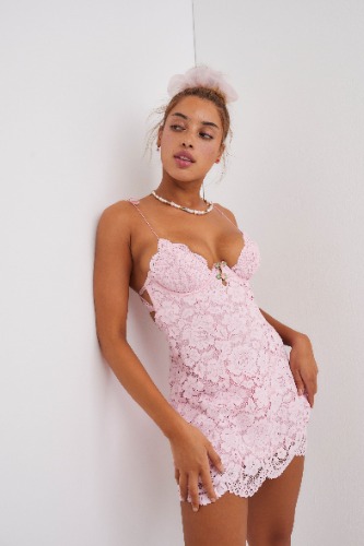 Creamsicle Lace Slip Dress | S / Pale Pink