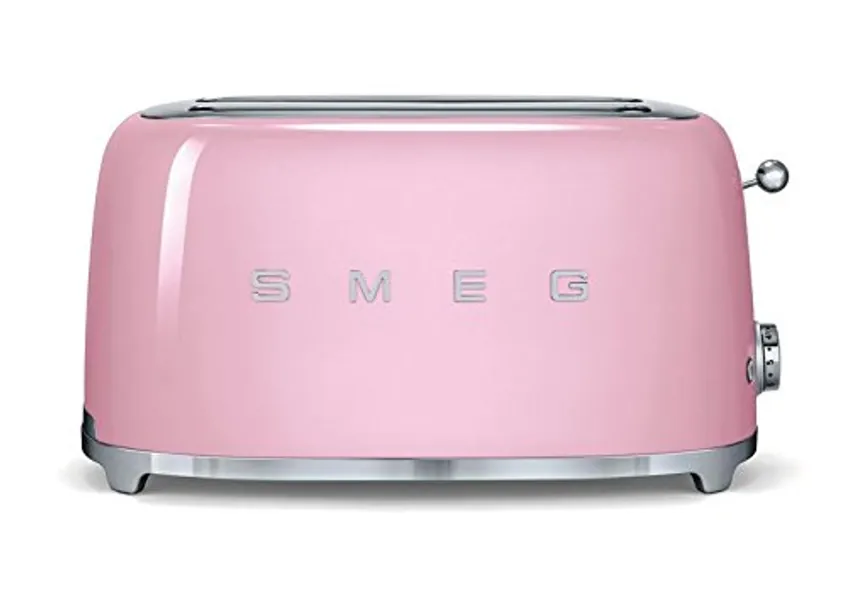 Smeg TSF02PKUS 50's Retro Style Aesthetic 4 Slice Toaster, Pink