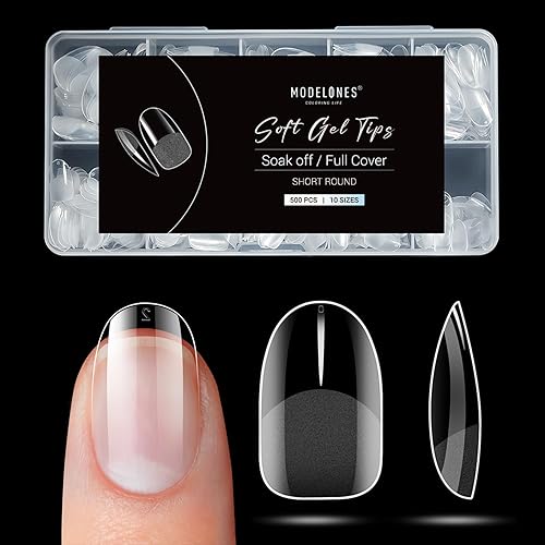 Modelones Short Oval Round Nail Tips - 500Pcs Pre-shaped Half Matte Full Cover False Nails Gel No Filed for Nail Extension Art DIY Salon, 10 Sizes - Short Oval Round Nail Tips
