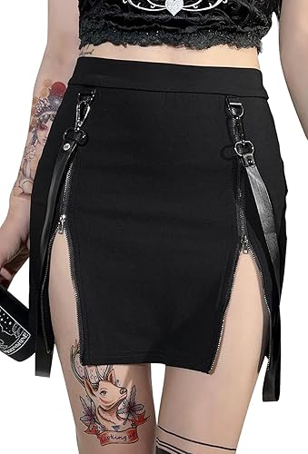 FEOYA Women's Skirt Steampunk Gothic Mini/Midi Skirts for Nightout Club Party