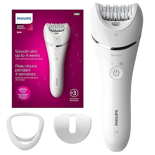 Philips Female Grooming Epilator Series 8000, Wet & Dry Epilator with Hypoallergenic Tweezers, BRE700/04 - BRE700/04