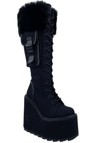 Detention Fur [Black] | PLATFORM BOOTS - US 08 [WOMENS]