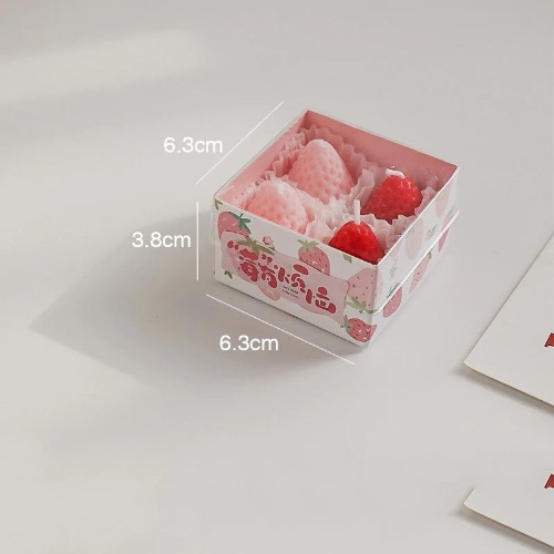 Cute Strawberry Aromatherapy Scented Candle Made with Soybean Wax - 4 Pcs-Red Pink