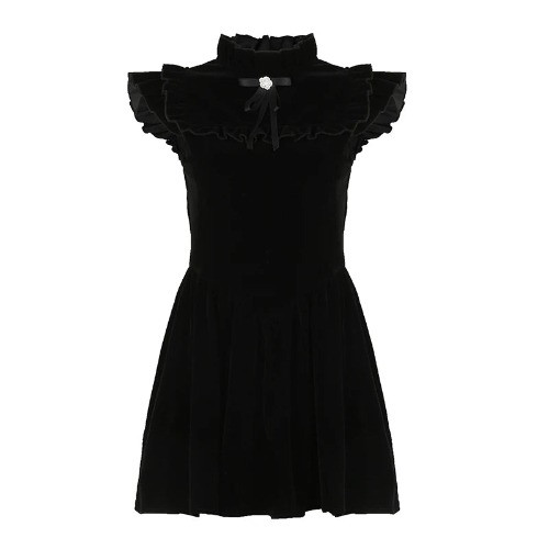 'Rockout' Black Alt Velvet Dress - Black / S