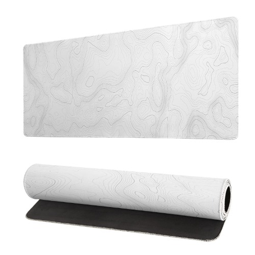 Siski Topographic Contour White Gaming Mouse Pad 31.5x11.8 Inch Large Geographic Map Lines Extended Pads Big Mousepad Non-Slip Rubber Base Waterproof Keyboard Mat with Stitched Edges for & Office - White Topographic Contour