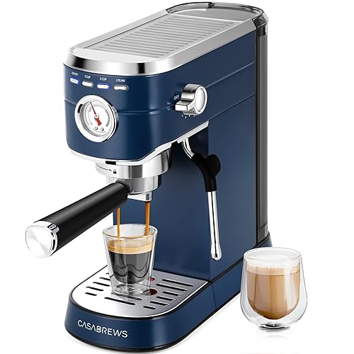 CASABREWS Espresso Machine 20 Bar, Professional Espresso Maker with Milk Frother Steam Wand, Espresso Coffee Machine with 34oz Removable Water Tank, Sapphire Blue - Sapphire Blue - Button