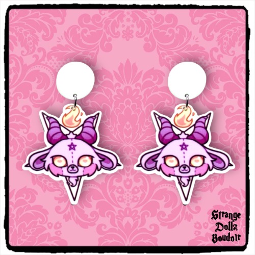 Pastel Goth Baphomet earrings, 925 sterling silver, Pastel Goth, Strange Dollz Boudoir