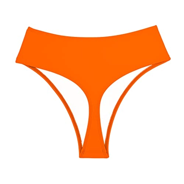 Kepblom Women's Thong Rave Bottoms High Waisted Bikini Bottom High Cut Panties for Dance Festival… - X-Large - Orange