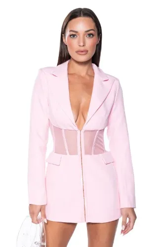 TRAP CORSET BLAZER DRESS IN PINK