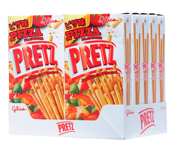 Glico Pretz Biscuit Stick, Pizza Flavored, 1.09 Ounce (Pack of 10) - Pizza 1.16 Ounce (Pack of 10)