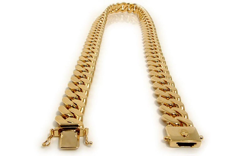 12,0 mm Panser 585 (14K) håndlaget gullkjede | 45 cm - kasselås