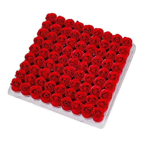 Marsrut 81Pcs Bath Soap Rose Flower,Scented Soap Rose Petals Body Soap for Valentine's Day, Wedding, Anniversary, Birthday, for Her Red