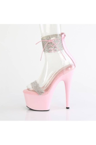 Pleaser USA - Adore 7" Stiletto Heel with Rhinestone Ankle Strap Platform Sandal - Pink | 9