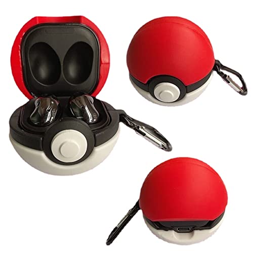 Compatible with Samsung Galaxy Buds2 pro(2022)/Galaxy Buds Live(2020)/Galaxy Buds pro(2021)/Galaxy Buds 2 (2022) Charging Box,Cute 3D Cartoon Poke Ball Earphone case,Soft Silicone Case with Hook