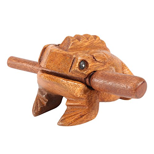 Wood Frog Guiro Rasp Thailand Hand Carved Wooden Frog Guiro Rasp Croaking Sound Toy Musical Instrument Tone Block Finish Five sizes(#3) - #3