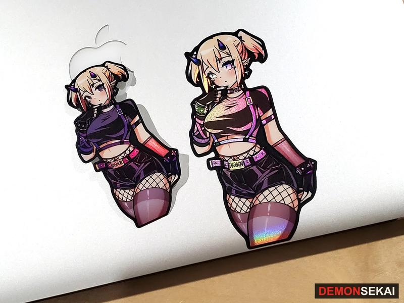 Goth Grunge Demon Waifu! - Holographic Vinyl Sticker Edition with 3D Textures // Season 01