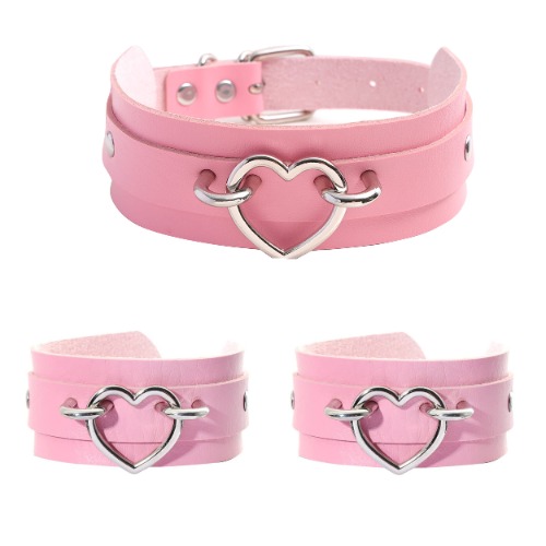 Manfnee Cool Punk Gothic Collar PU Leather Spike Studded Vintage Necklace for Men Women Black - F:1 Necklace+2 Bracelet