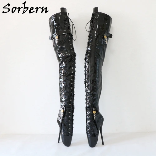 Sorbern 4 Locks Unisex Ballet Boots For Women Crotch Thigh Fetish Unisex Boot Custom