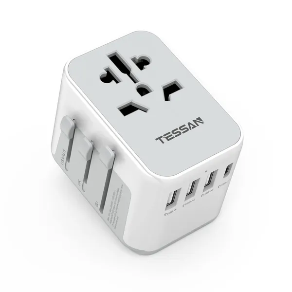 Tessan Reisadapter Wereldwijd Universele Reisstekker Met 3usb, 1usb C En 1ac-Aansluiting, Internationale Stopcontactadapter Universele Adapter Voor Duitsland Vs Engeland, Thailand, Italië, Australië