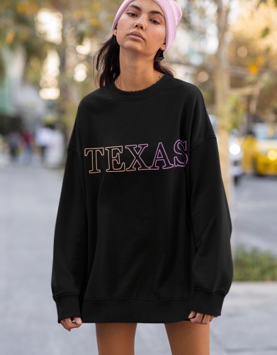 Womens Texas Gradient Crewneck Sweatshirt - M / Black