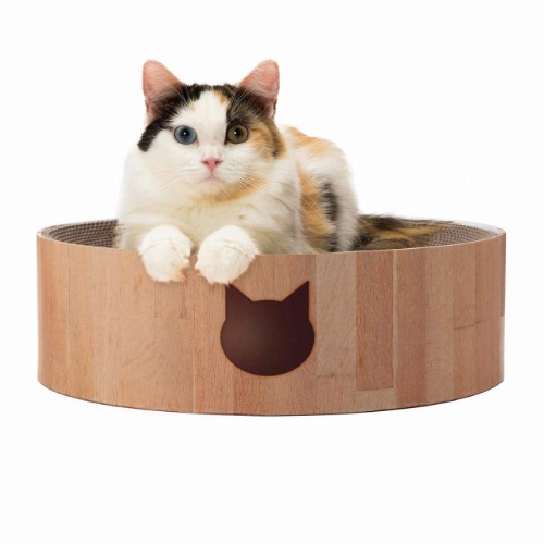 Necoichi Cozy Cat Scratcher Bowl, 100% Recycled Paper, Chemical-Free Materials (Bowl (Oak), Regular) - Bowl (Oak) Regular