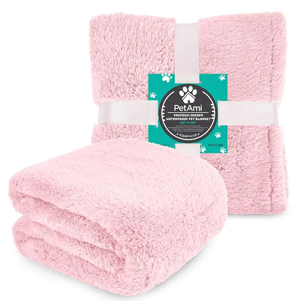 PetAmi Fluffy Waterproof Dog Blanket Fleece | Soft Warm Pet Fleece Throw for Large Dogs and Cats | Fuzzy Plush Sherpa Throw Furniture Protector Sofa Couch Bed