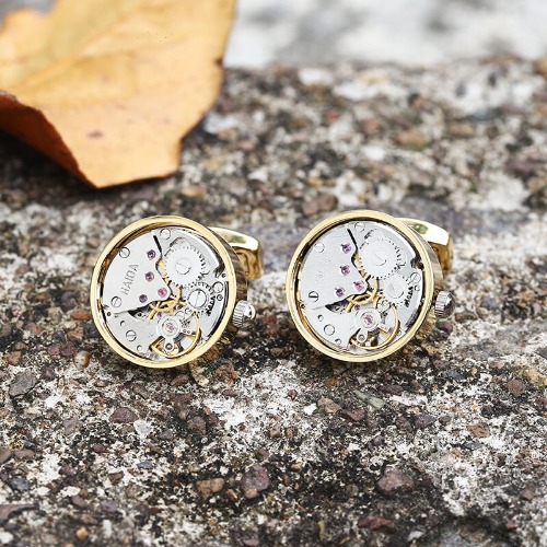 Clockwork Mechanical Watch Brass Cufflinks