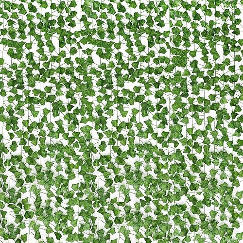 CEWOR 72 Pack 474ft Fake Vines with Leaves for Bedroom Artificial Ivy Garland Fake Ivy Leaves Artificial Greenery Garlands Hanging Vines for Room Decor Wedding Wall Indoor Outdoor Decoration - 72