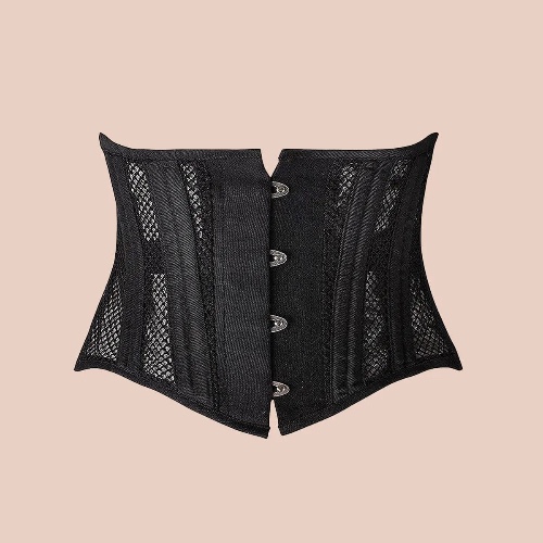 SHAPERX Women's Short Torso Mesh Corset | Black / M