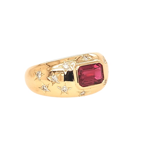 Ruby Star Ring - 14K Rose Gold