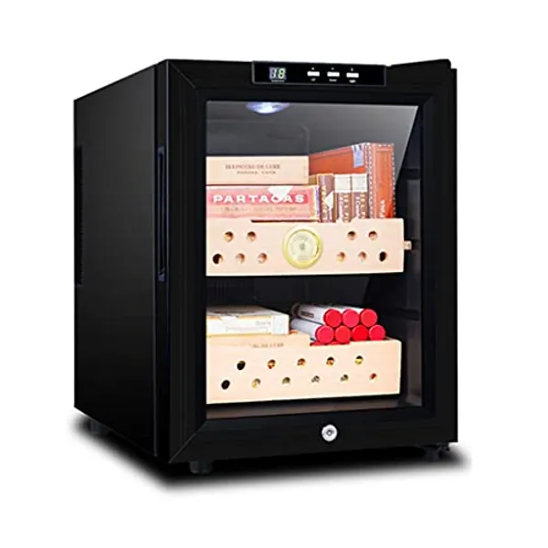 Humidors Cigar Electric With Humidity Adjustment Function Constant Temperature Cigar Cabinet,Refrigeration Hold Up To 130 Cigars (Color : Black, Size : 36 * 50 * 48cm)