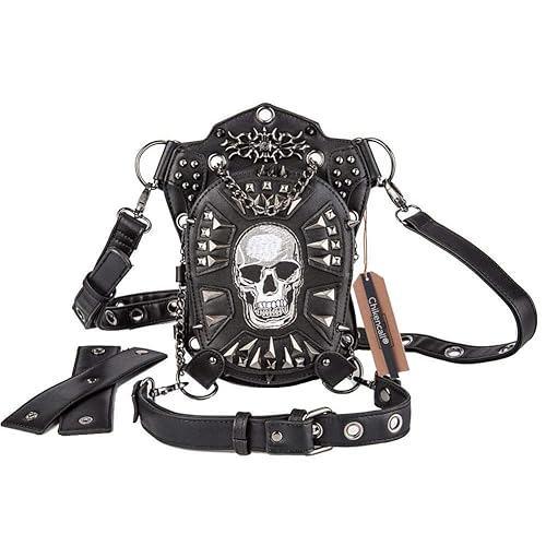Chikencall® Gothic Steampunk Waist Bag Multi-functiona Drop Leg Pack Hip Belt Arm Bag Pack Waist Shoulder Fanny Packs Purse Pouch Bag Messenger Bag - Black