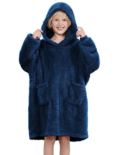 heekpek Hoodie Blanket for Kids Fluffy Ultra Soft Warm Comfortable Oversized Blanket Hoodie Snuggle Sherpa Fleece Blanket Hoodies for Kids Girls Boys