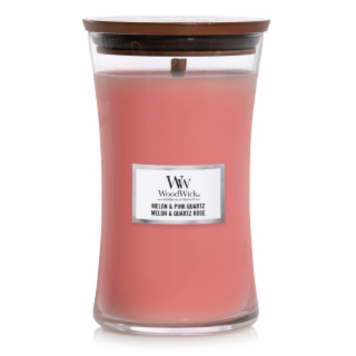 Woodwick Large Hourglass Scented Candle with Crackling Wick | Melon & Pink Quartz | Up to 130 Hours Burn Time, 1681480E
