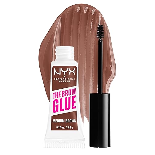NYX Professional Makeup Tinted Brow Glue, Instant Eyebrow Styler, Laminated Brow Look, The Brow Glue, Medium Brown - Medium Brown - 5 g (Pack of 1)