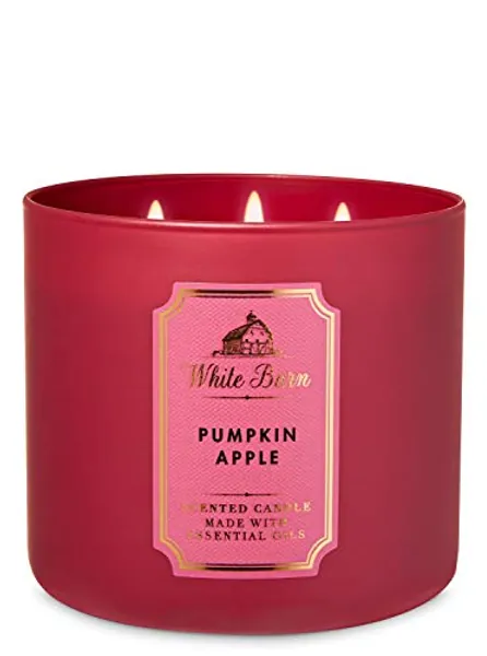 White Barn Bath & Body Works 3 Wick Candle Pumpkin Apple