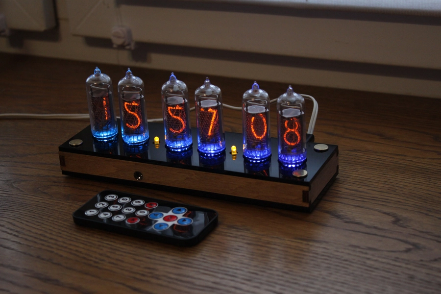 Nixie tube clock include IN-14 tubes and case old school combined with handmade retro decor art Vintage Table Clock USB type C socket