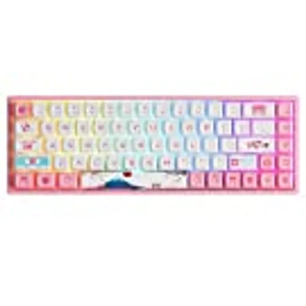 Akko 3068B Plus Tokyo RGB Mechanische Tastatur, 3 Modes (BT5.0/2.4Ghz/Typ C) mit Tactile Switch, 5 Pin Hot-Swap, PBT Dye-Sub Keycap, Tragbare Kabellose Mini-Tastatur für Mädchen Jungen Gaming