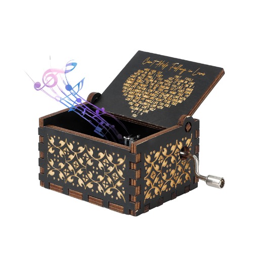 Huifengjie Carillon in Legno, Carillon a manovella, Melodia del Tema Can't Help Falling in Love, Carillon Incisione Vintage, Regalo per Compleanno, Natale, San Valentino, Decorazione Artigianale