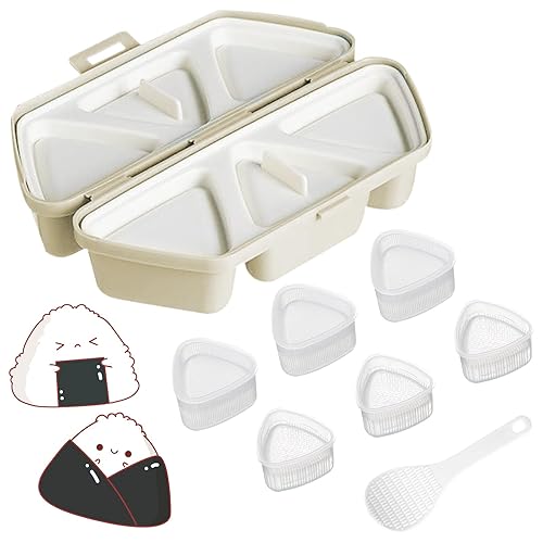 UZSUZZ Stampo per Onigiri 6 Stampi Triangolare Onigiri (3 Grandi e 3 Piccoli) 6 in 1 Sushi Stampo Riutilizzabile Con Cucchiai Di Riso per Palline di Riso Sushi Fai Da Te