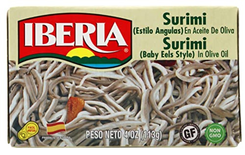 Iberia Baby Eels in Olive Oil, 4 oz Surimi Style Angulas - Baby Eels in Olive Oil