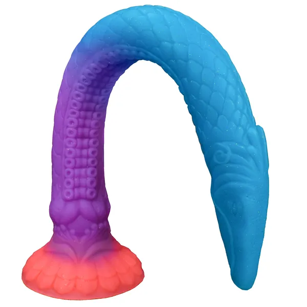 17.7" Luminous Anal Plug Super Long Tentacle Anal Dildo, Soft Silicone Butt Plug Dragon Dildo with Strong Suction Cup G Spot Dildo Prostate Vigina Stimulation Anus Dilator Adult Sex Toys for Women Men