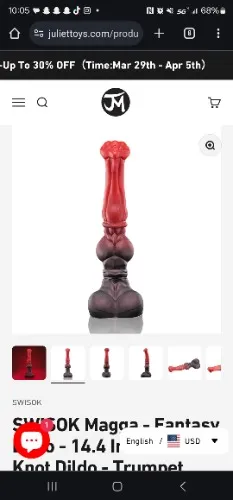 SWISOK Magga - Fantasy Dildo - 14.4 Inch Horse Knot Dildo - Trumpet Shape Horse Dildo | XXL / Ruby