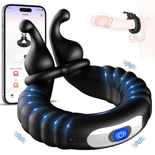 Kismloit Vibrating Cock Ring, Male Adult Sex Toys 10 Vibration Modes Adjustable Penis Rings for Longer Harder Stronger Erection, Vibrating Wand Bullet Vibrators Toys4mens UK Toys4couples Men & Women