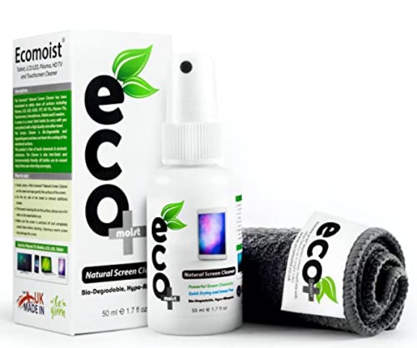 Ecomoist Natural Screen Cleaner 50ml with Fine Microfiber Towel