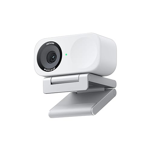 Insta360 Link 2C Arctic White - 4K Webcam for PC/Mac, 1/2" Sensor, Auto Framing, HDR, AI Noise-Canceling Mic, Gesture Control for Streaming, Video Calls, Gaming, Works with Zoom, Teams, Twitch & More - Arctic White - Standard Bundle